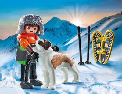 Hiker with Saint Bernard