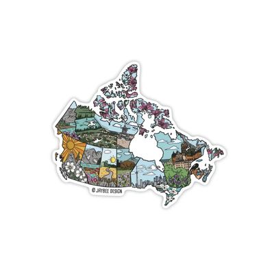 Canada Illustrated Map Vinyl Sticker