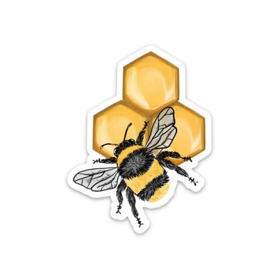Bee &amp; Honeycomb Matte Vinyl Sticker