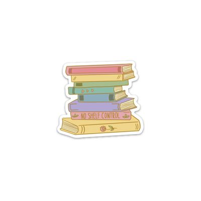 No Shelf Control Book Stack Vinyl Matte Sticker