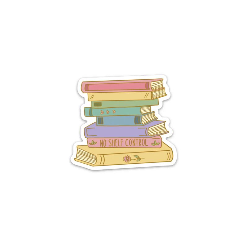 No Shelf Control Book Stack Vinyl Matte Sticker