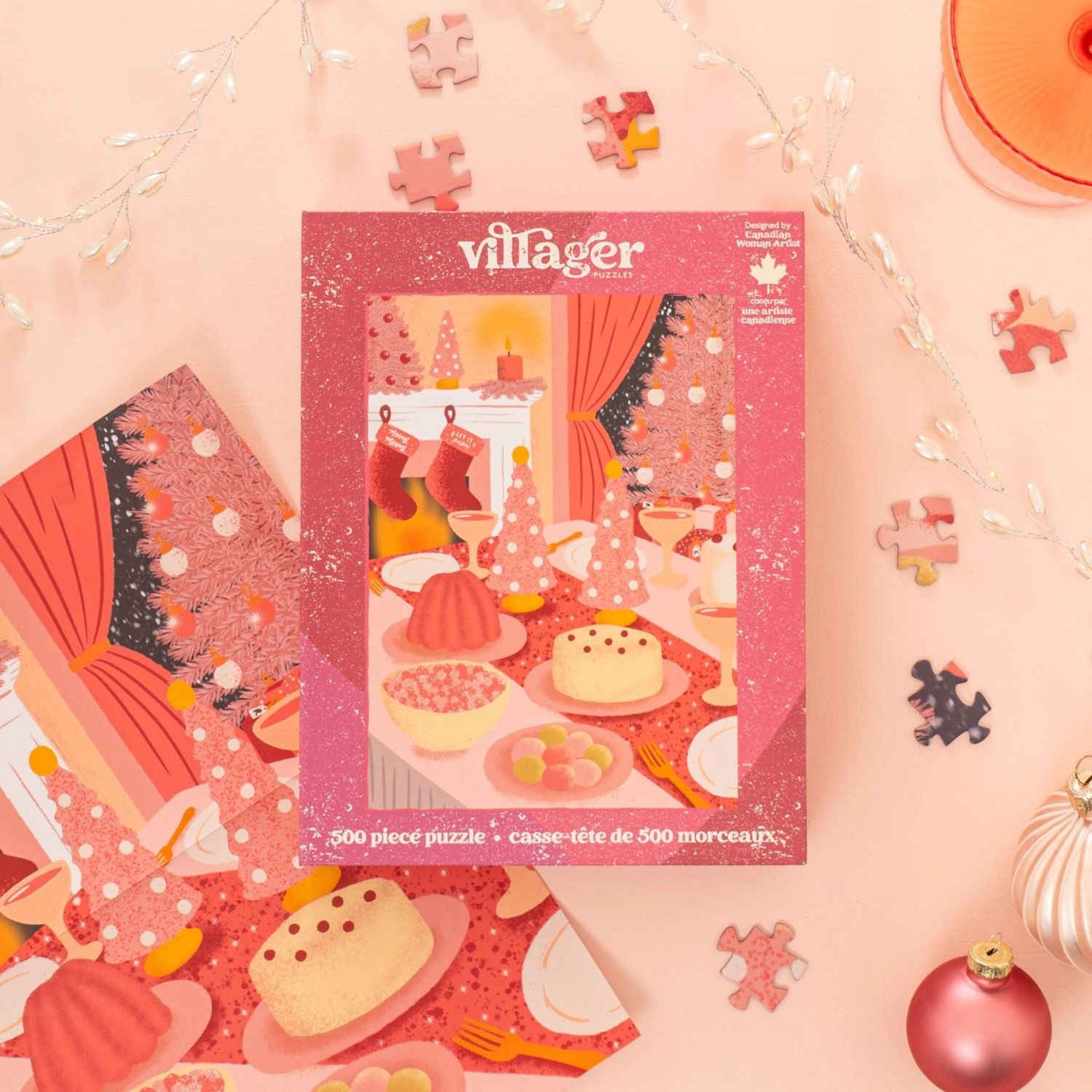 Pink Christmas | 500-Piece Puzzle | Designed in Canada