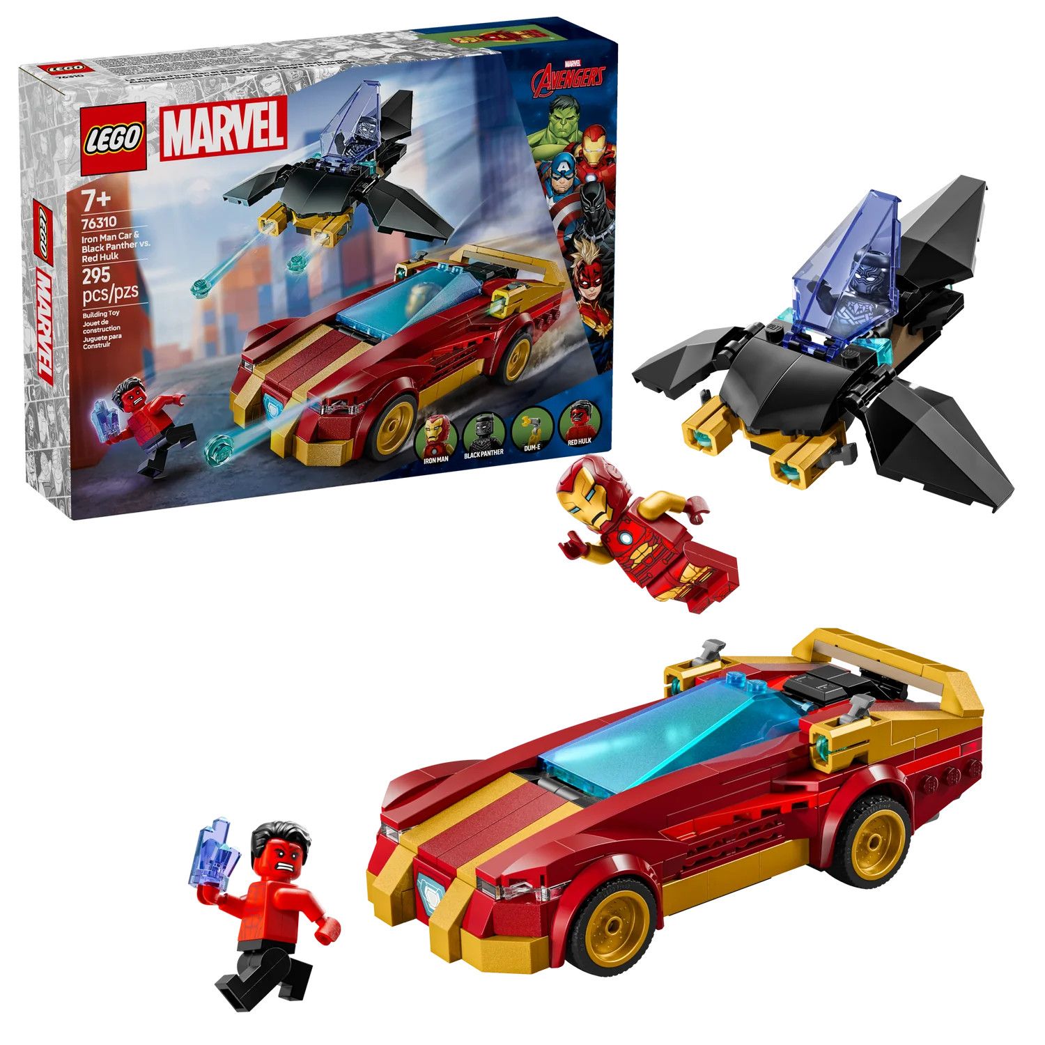 Lego Iron Man Car &amp; Black Panther vs. Red Hulk