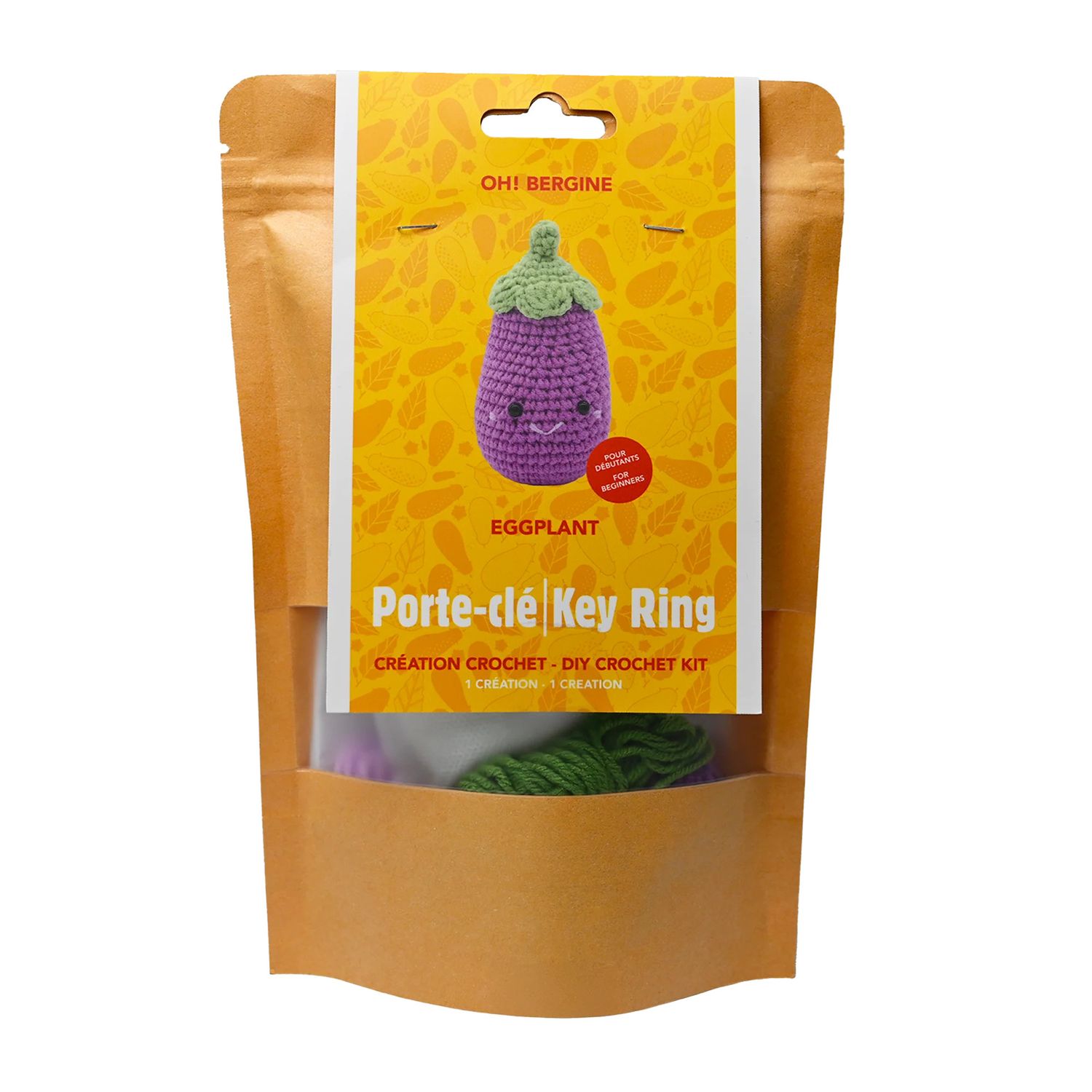 Eggplant DIY Crochet Keyring Kit