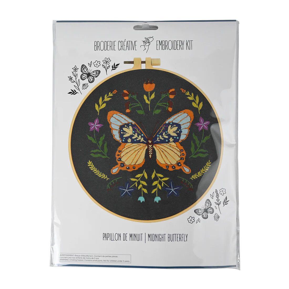 MIDNIGHT BUTTERFLY EMBROIDERY KIT