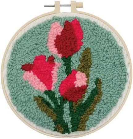 FLOWERS HOME DECOR PUNCH NEEDLE KIT