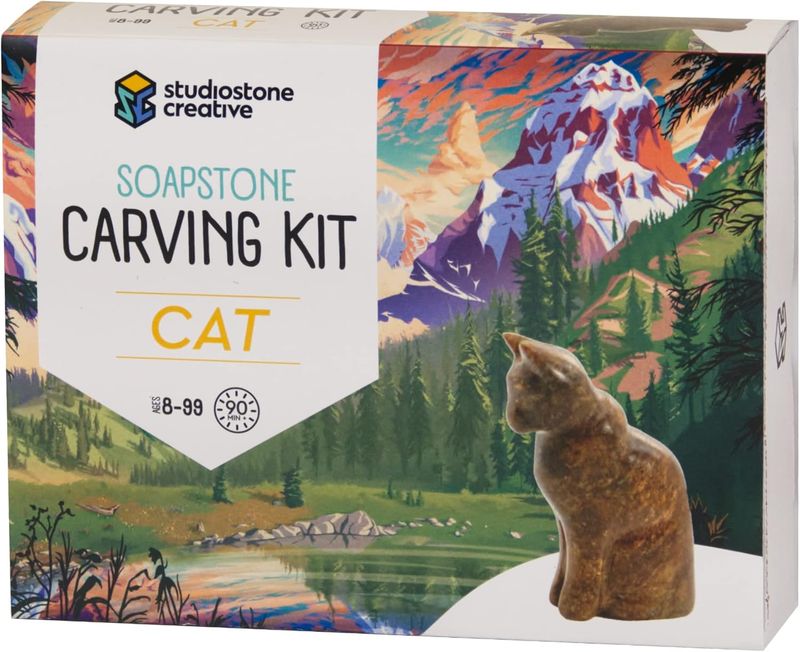 cat soapstone carving kit