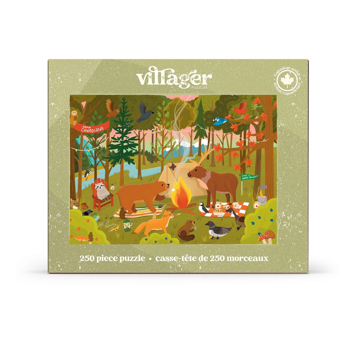 Camp Canadiana | 250 Piece Puzzle | Kids &amp; Adults | Designed in Canada By Emily Kuang