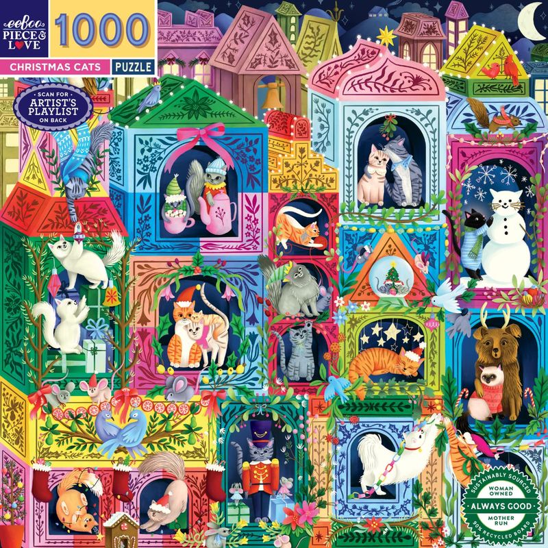 eeboo Christmas Cats 1000pc Puzzle