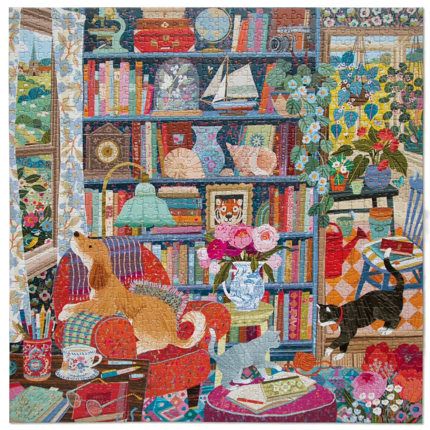 eeboo English Cottage Library 1000pc Puzzle
