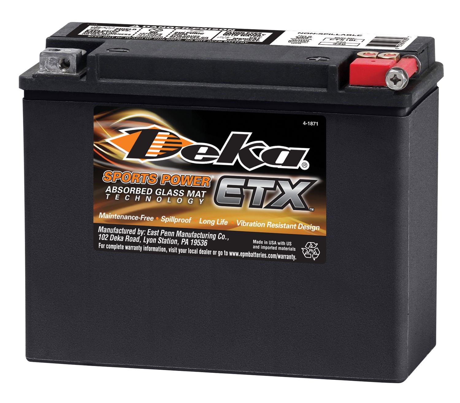 ETX18L Deka 340CCA 20Ah/10Ah YTX24HL