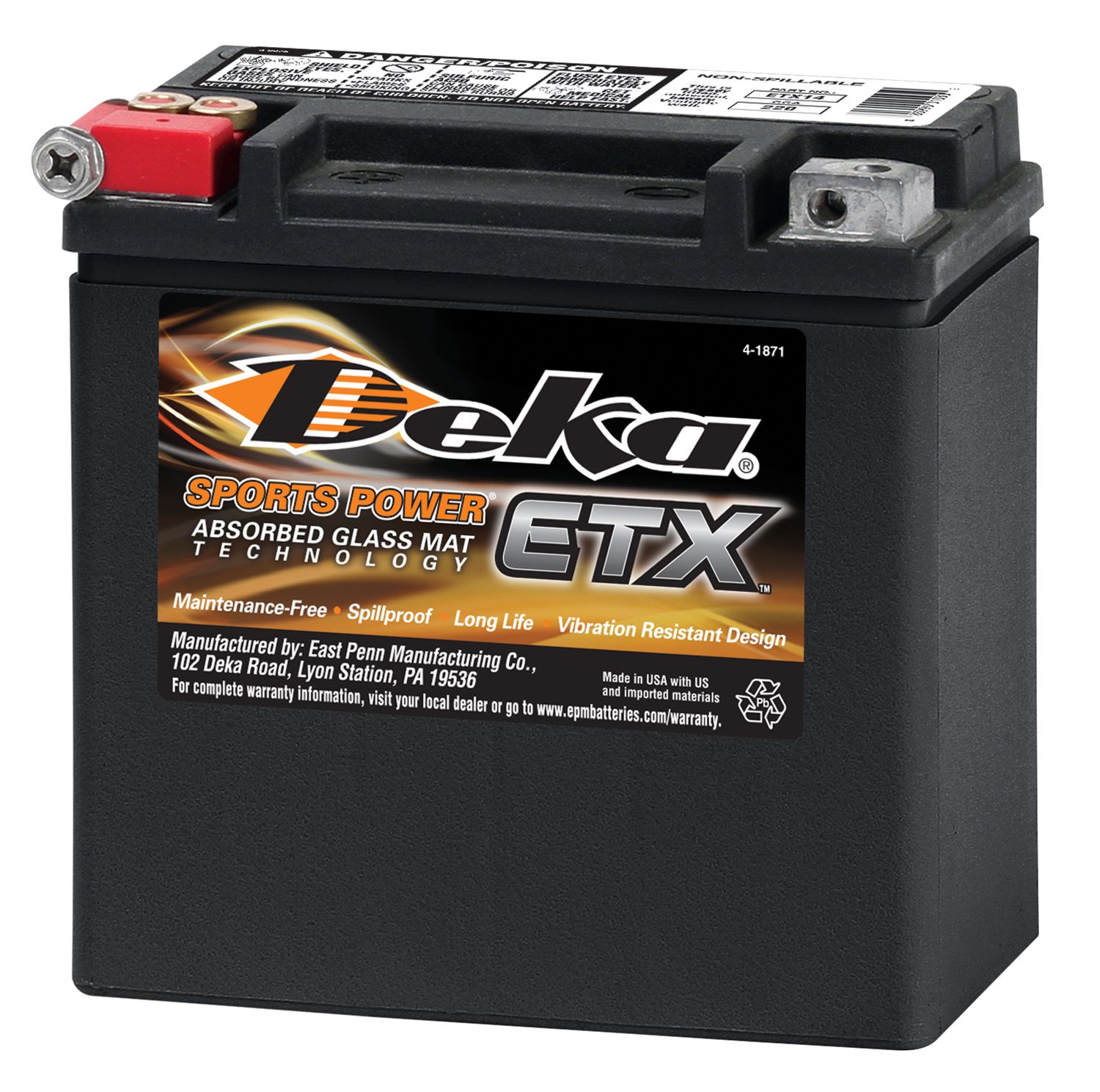 ETX14 Deka 220CCA 12Ah/10Ah YTX14