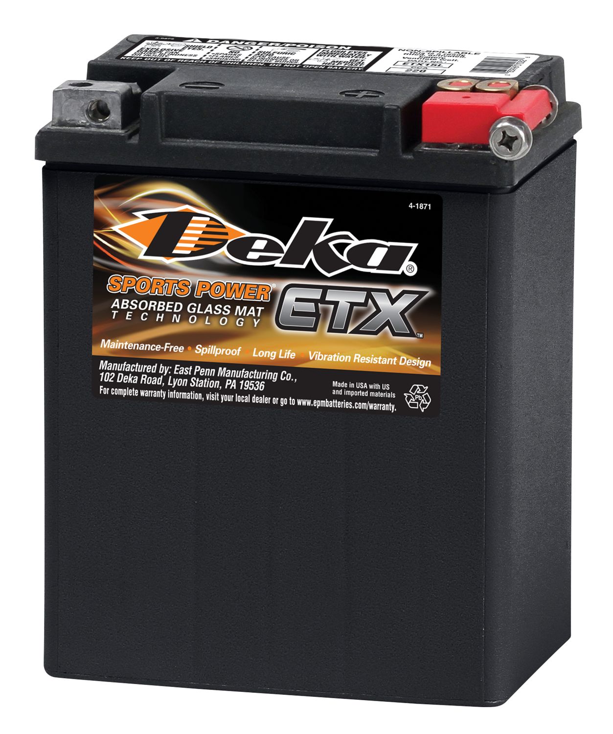 ETX15L Deka 220CCA 14Ah/10Ah YTX14AHL
