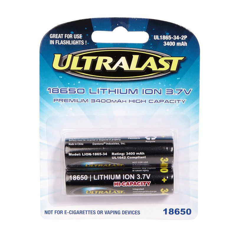 UL1865-34-2P 18650 3400mAh 2PK