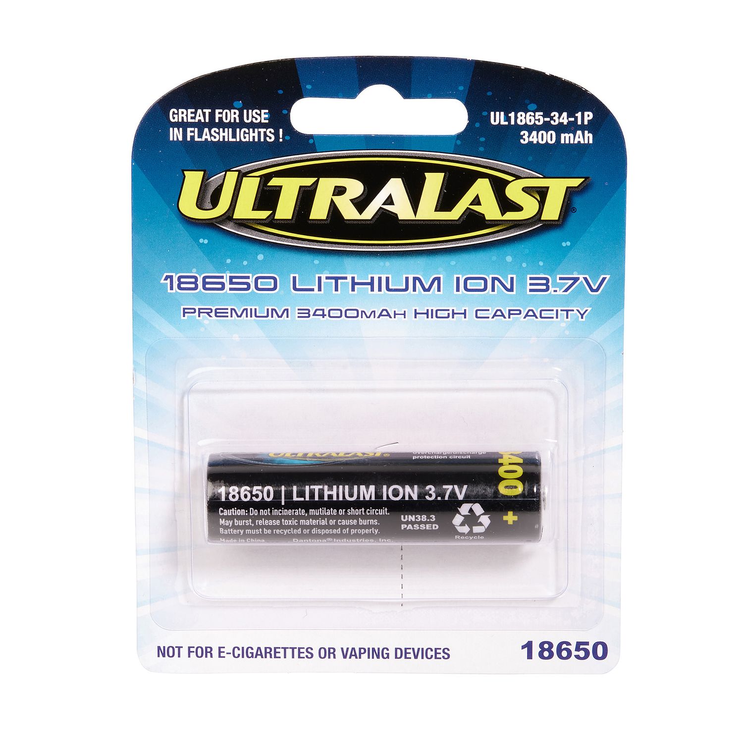 UL1865-34-1P 18650 3400mAh 1PK