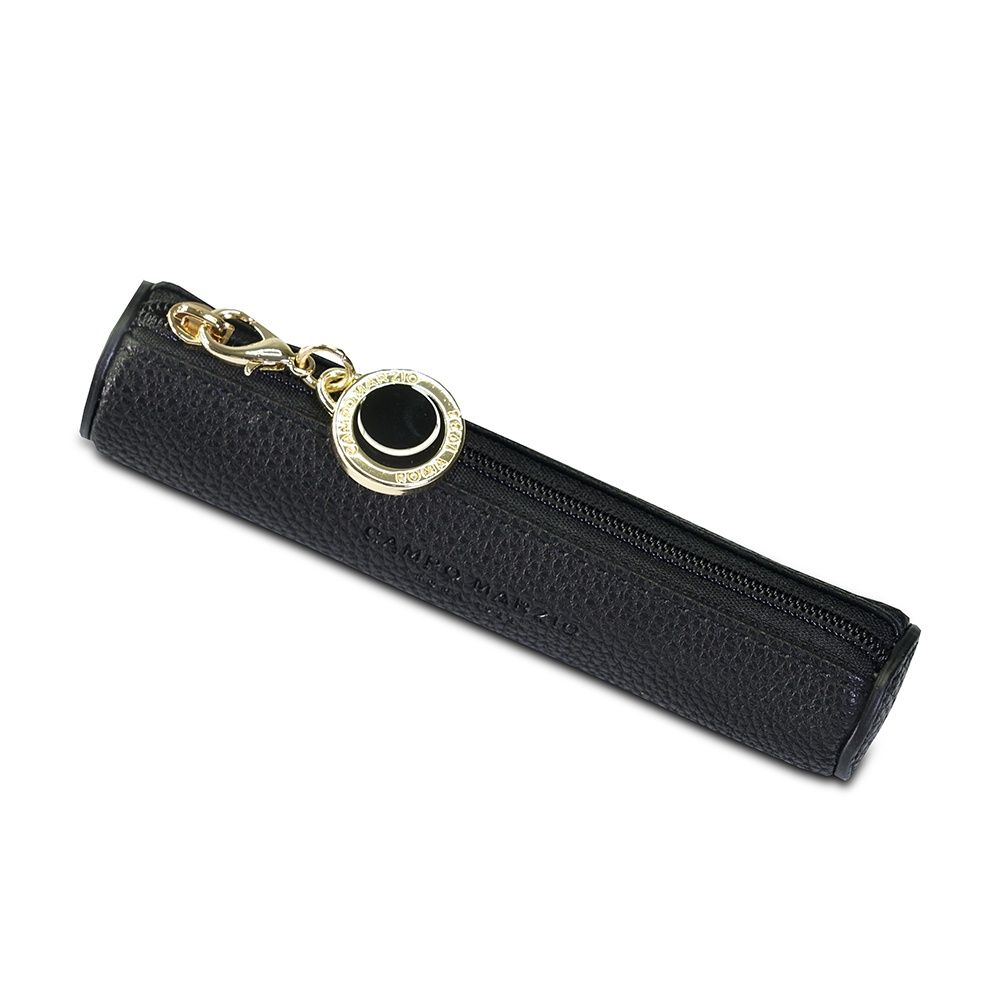PEN CASE WITH ZIP &amp; CHARM TAG - MINI, COLOUR: BLACK