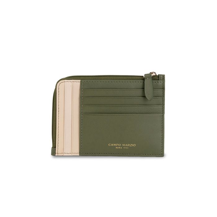 LYNETTE CARD HOLDER, COLOUR: OLIVE GREEN - CREAM