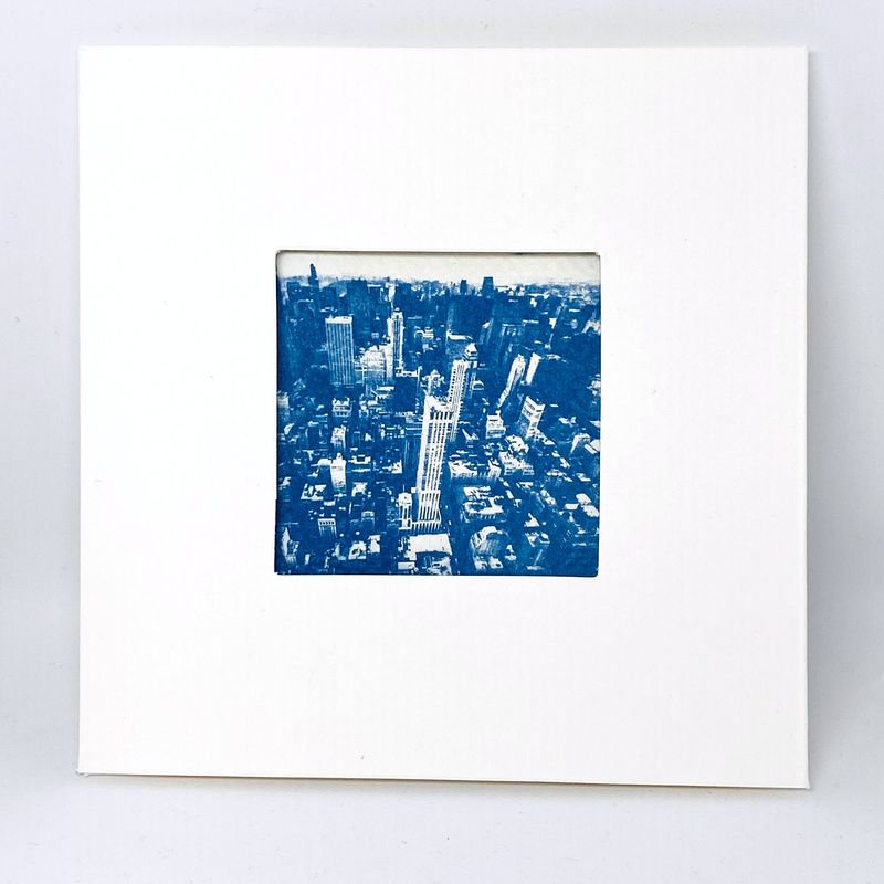 Original Cyanotypie Print New York Skyline als Klappkarte mit Umschlag