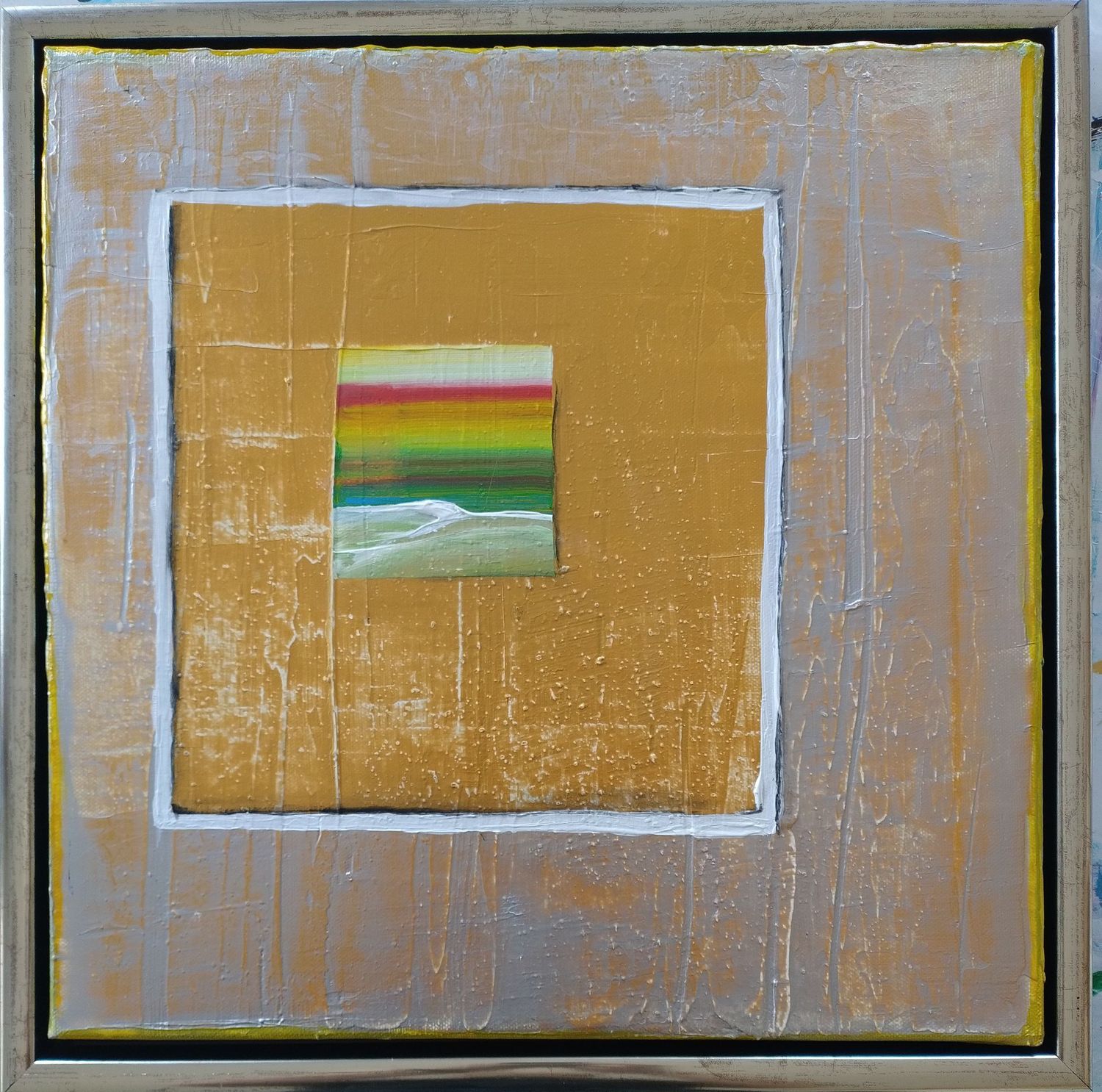 Farbspiele, Originale  40 cm x 40 cm im Schattenfugenrahmen Silber