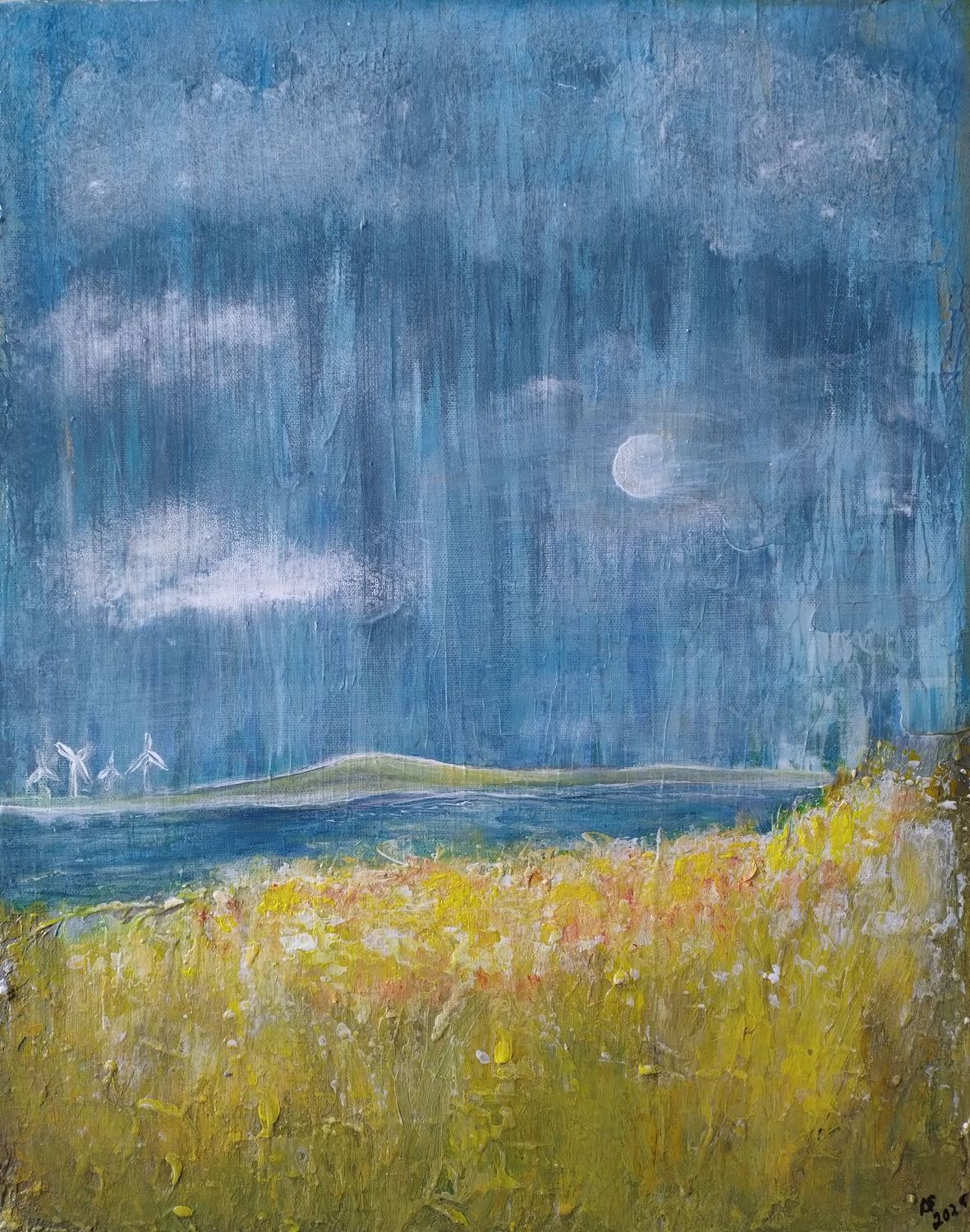 Mondschein, Original auf Leinwand, 50 cm Höhe x 40 cm Breite