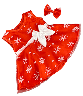 Robe rouge flocons de neige avec noeud
