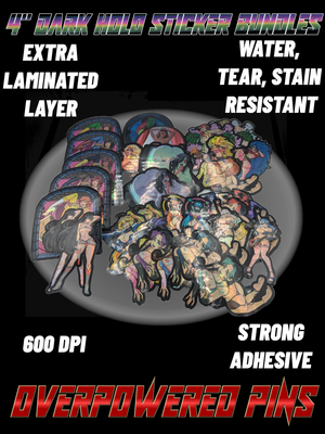 Customized Sealed Dark Holographic Vinyl 4&quot; Sticker Bundle Sets
