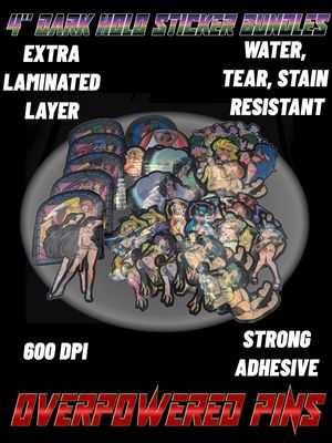 Customized Sealed Dark Holographic Vinyl 4" Sticker Bundle Sets