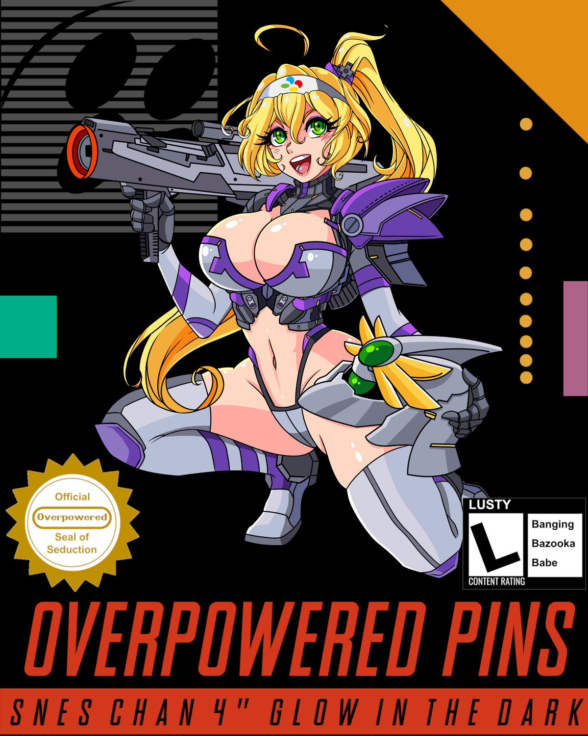 SNES / Famicom Chan, Cubic Zirconia Enamel Pin