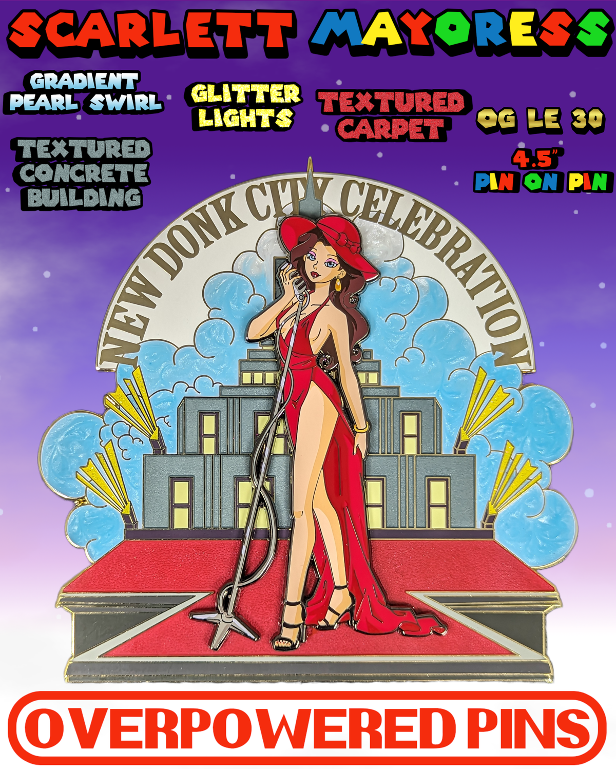 Scarlett Mayoress Cubic Zirconia Enamel Pin