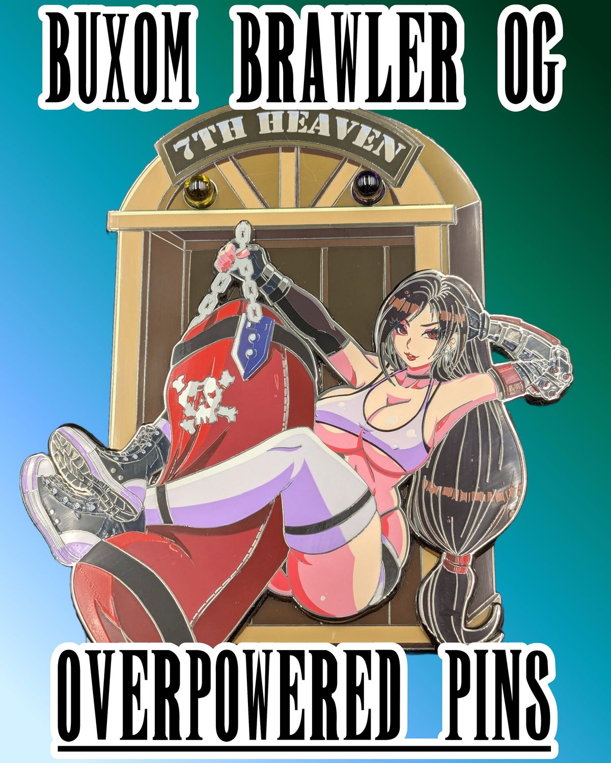 Buxom Brawler, Cubic Zirconia Enamel Pin