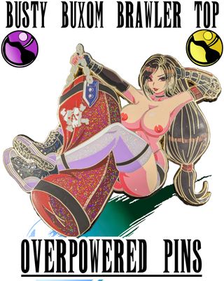 Buxom Brawler, Cubic Zirconia Enamel Pin