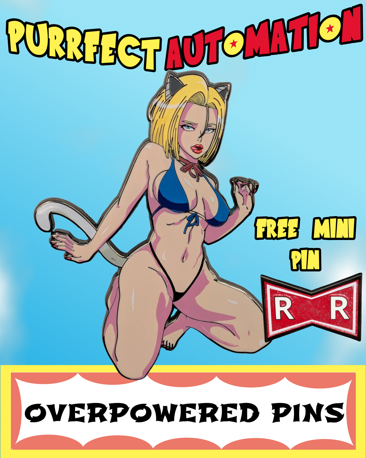 Purrfect Automation Cubic Zirconia Enamel Pin