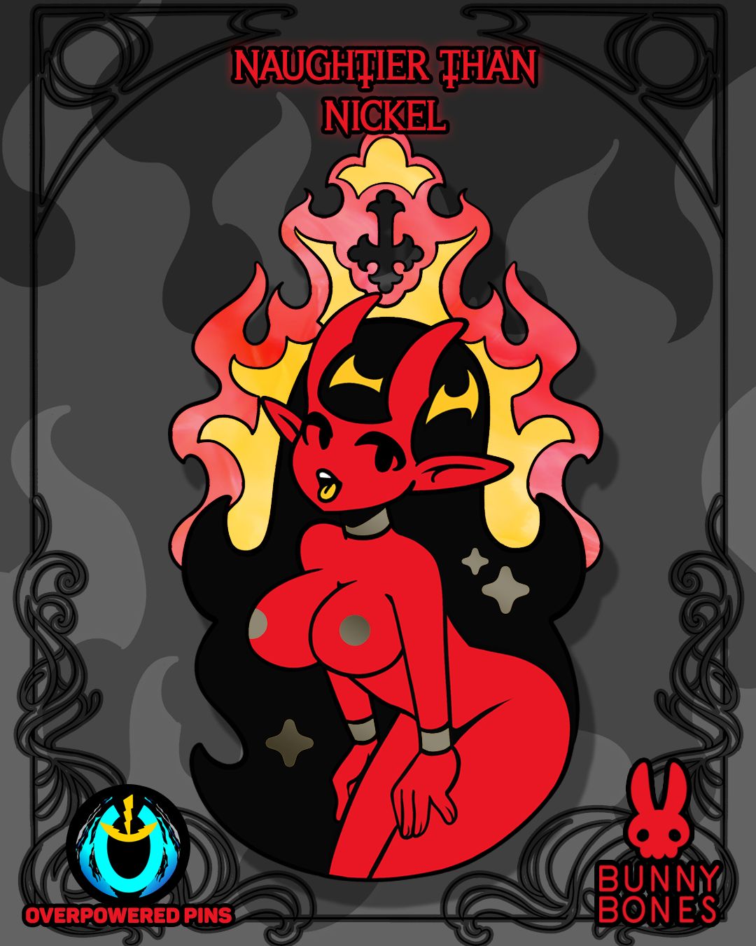 Naughtier Than Nickel Cubic Zirconia Enamel Pin