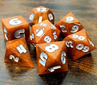 Pumpkin Spice - Handmade Oversized D&amp;D Dice Set