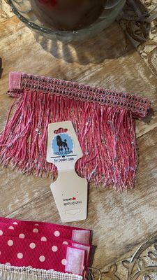 Poodle Adore Pink Gem on Pink Fringe Charm