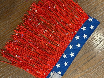 American Red White Blue on Red Fringe leg charm