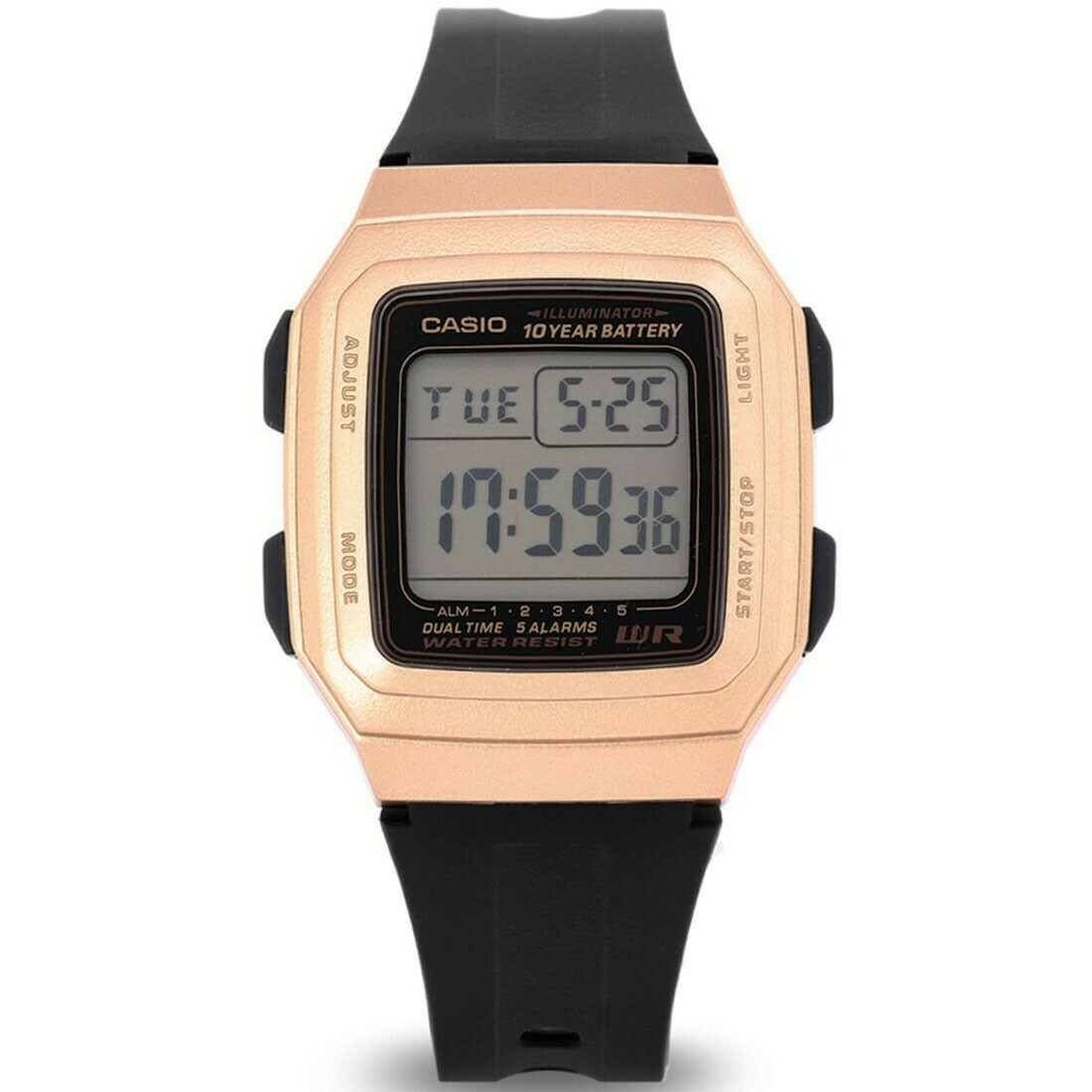 Reloj unisex Casio F201WAM-9A alarmas crono 34mm