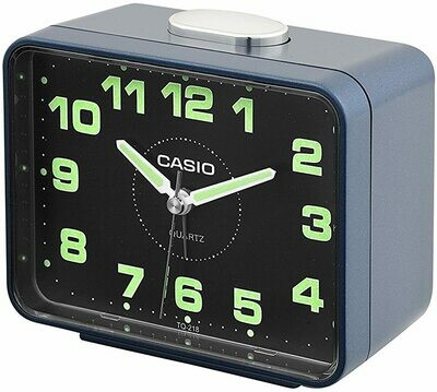 Casio TQ-218-2D – Reloj despertador analógico azul con luz y alarma