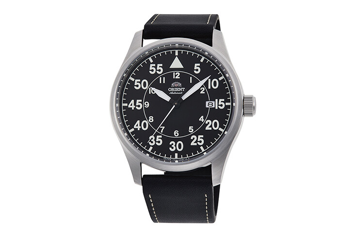 Reloj Automático Hombre Aviador Orient Pilot RA-AC0H03B 42.4mm (admite cuerda manual) correa cuero