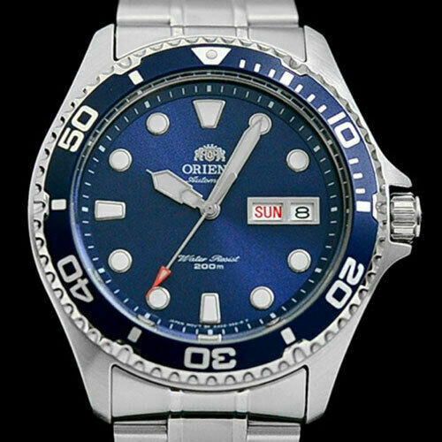 reloj de buceo hombre automático ORIENT MAKO FAA02005D RAY II dial azul 41.5mm azul correa acero 200m water resist