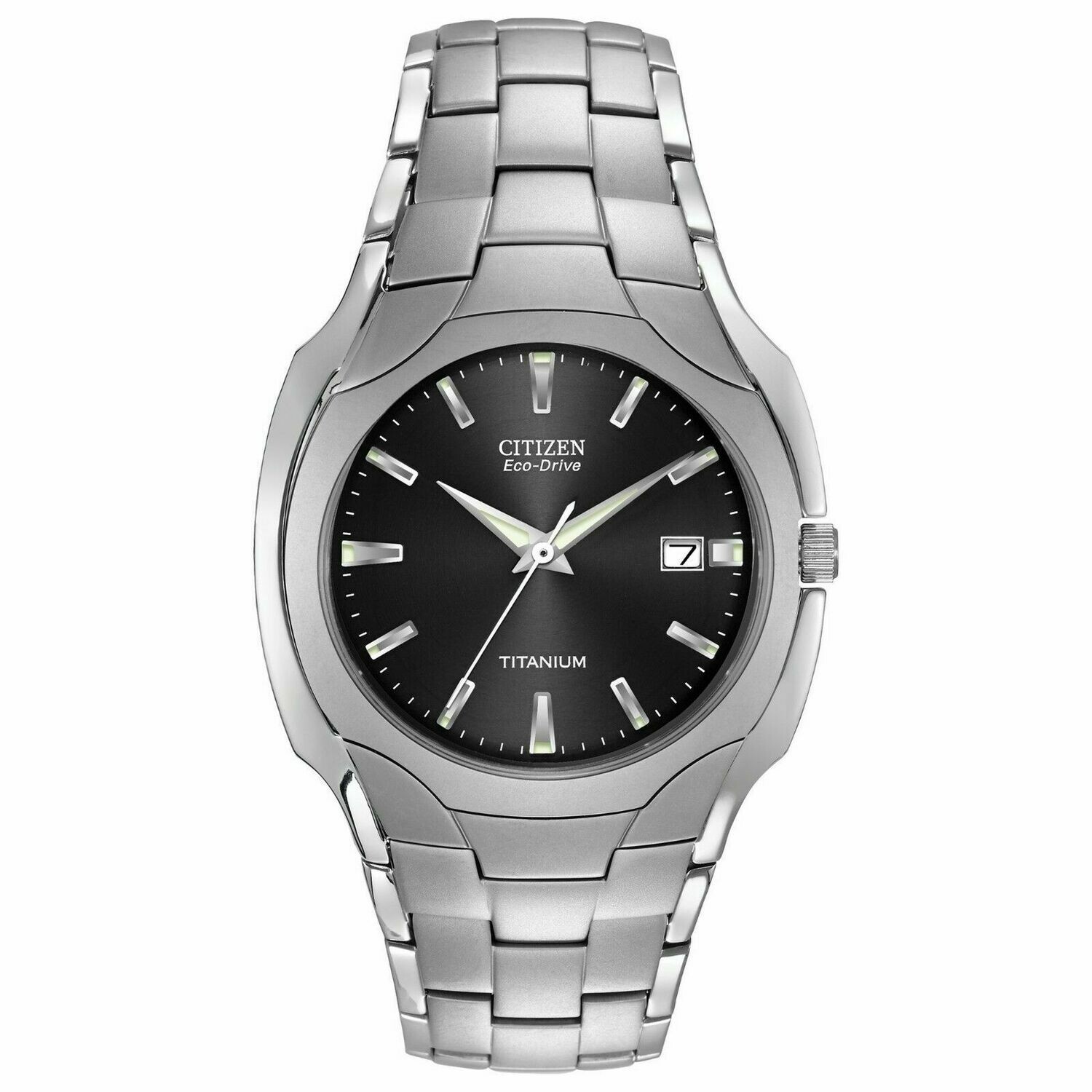 Reloj Hombre Titanio Citizen Eco-Drive BM6560-54H Men's Black Dial Titanium Bracelet 38mm Watch