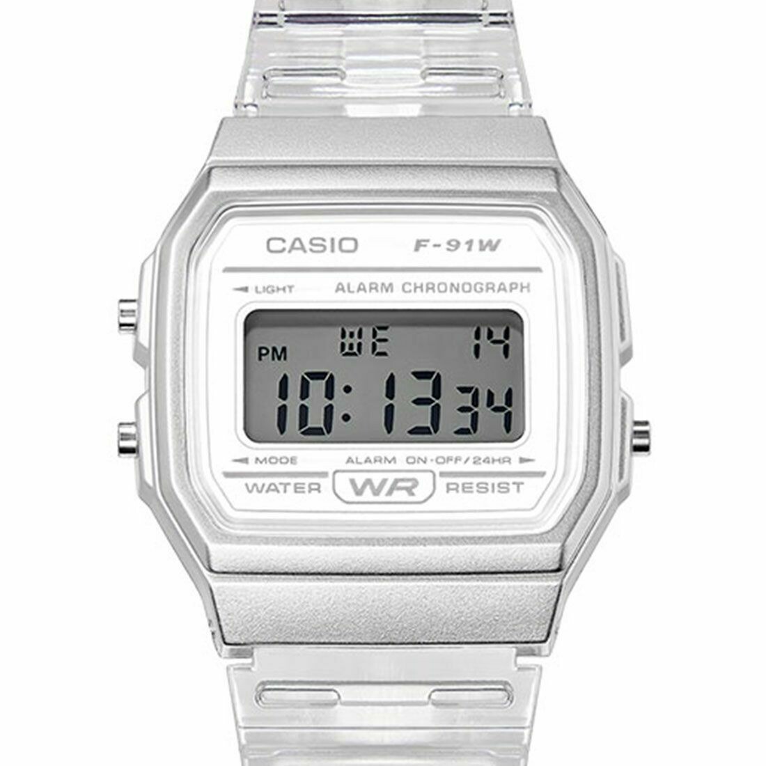 Reloj Clásico Vintage Informal Casio F91WS-7 blanco correa resina 7 años batería alarma cronómetro