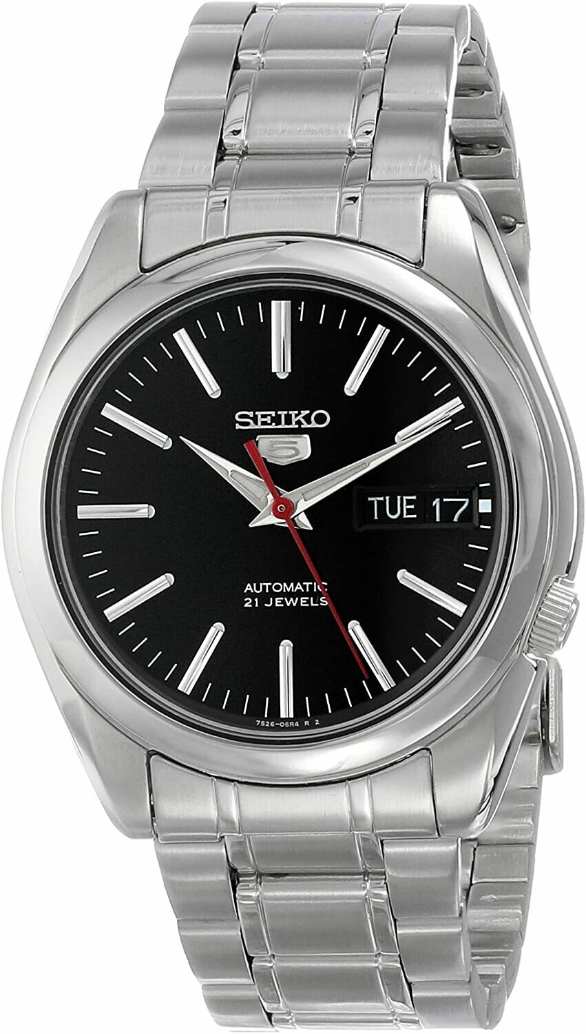 Reloj automático hombre Seiko 5 SNKL45K1 dial negro 38mm correa acero