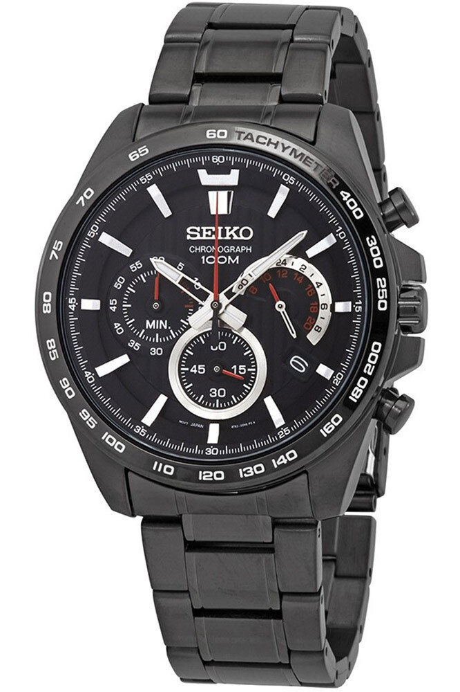 Reloj deportivo hombre Seiko Neosports SSB311P1 Chrono Lumibrite dial negro 44mm correa acero
