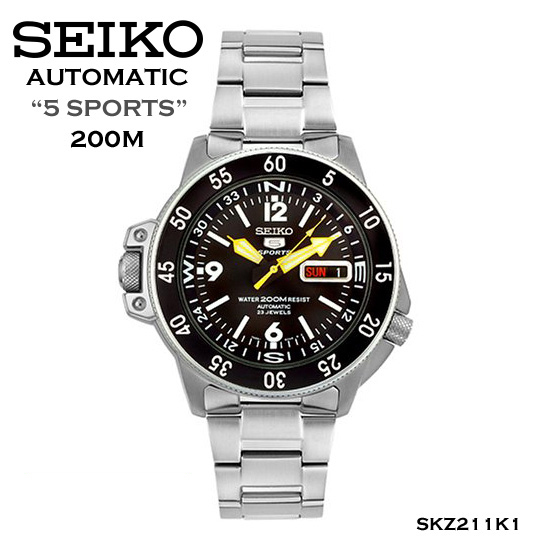 Reloj Automático hombre Seiko Atlas Land Shark SKZ211K1 correa acero 200m WR
