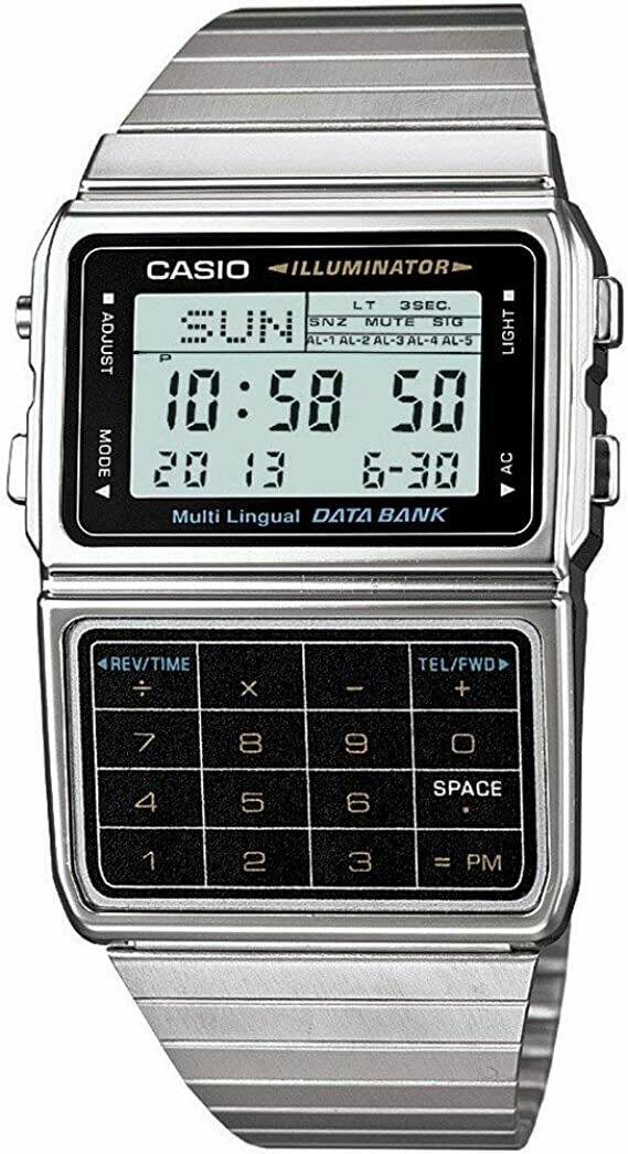 Reloj Casio Unisex DBC-611-1D Iluminador Plata Telememo Calculadora