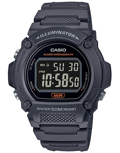 Reloj deportivo hombre Casio W219h-8B Luz LED Cronómetro alarma 50m Water Resist