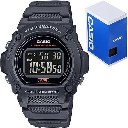 Reloj deportivo hombre Casio W219h-8B Luz LED Cronómetro alarma 50m Water Resist