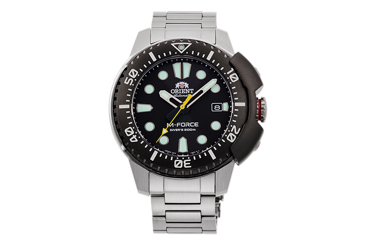 Reloj automático hombre buceo Orient M-Force RA-AC0L01B dial negro 45mm correa acero 200m water resist