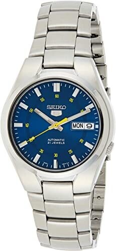 reloj automático hombre Seiko 5 SNK615K1 dial azul 37mm correa acero